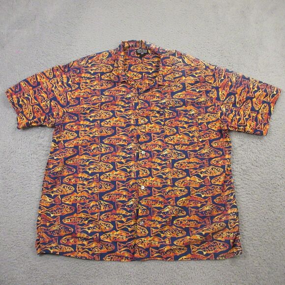Vintage Polo Jeans Co Ralph Lauren Hawaiian Shirt size XL Batik Fish Print Aloha - Picture 1 of 9